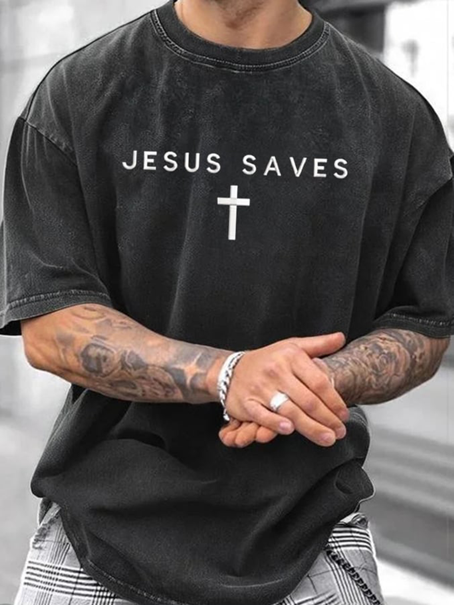 Jesus Saves Faith-T-shirt imprimé pour hommes