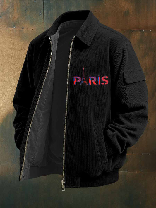 Vintage France Paris Motif Casual Veste Manteau