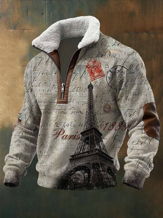 Vintage Français Paris Motif Casual Hoodies Sweatshirt