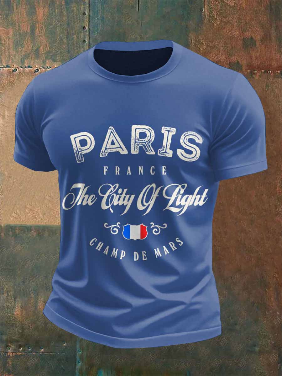 T-Shirt Décontracté Vintage À Motifs Parisiens Français