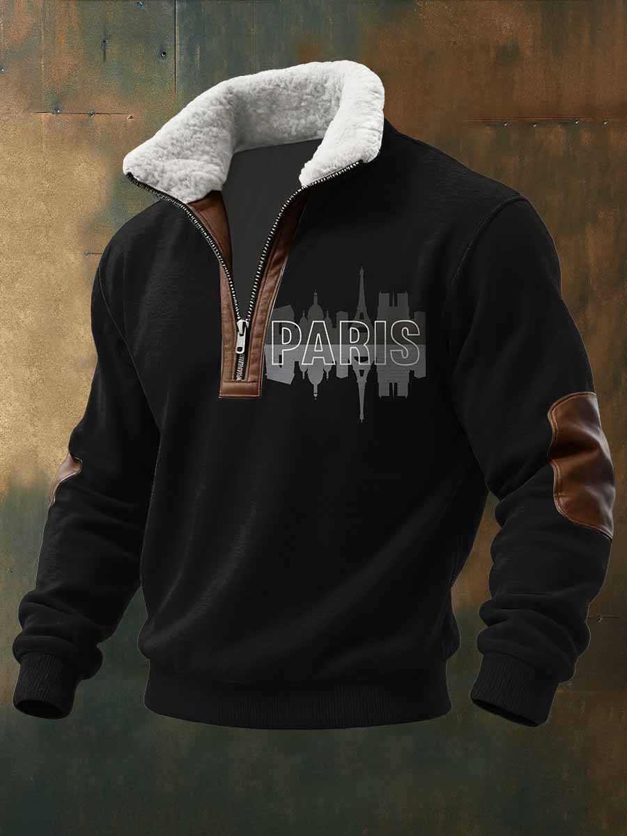 Vintage Français Paris Motif Casual Hoodies Sweatshirt