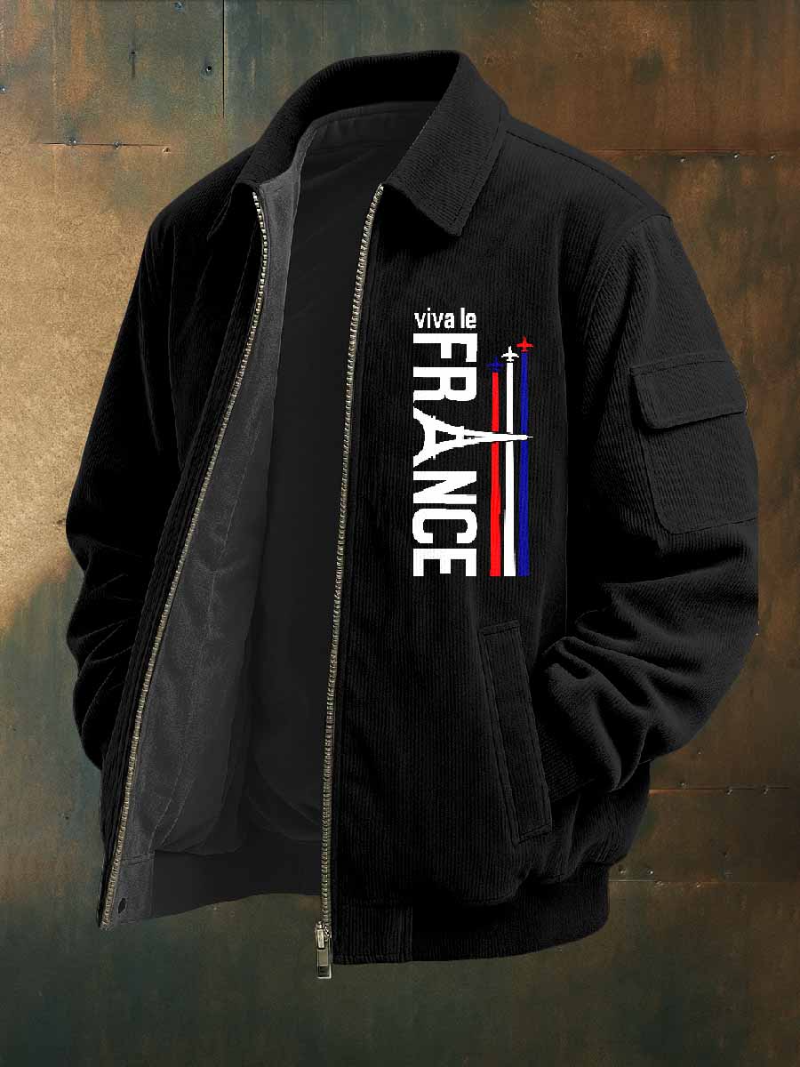 Vintage France Paris Motif Casual Veste Manteau