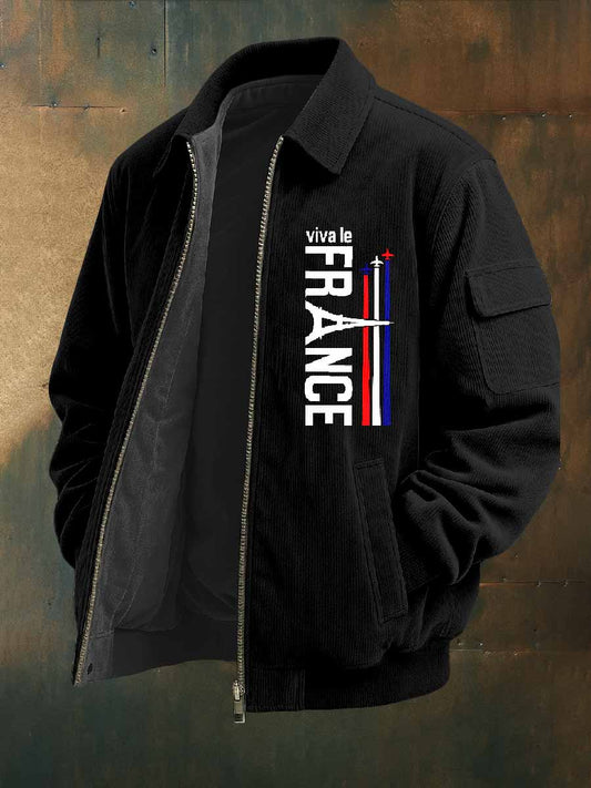 Vintage France Paris Motif Casual Veste Manteau