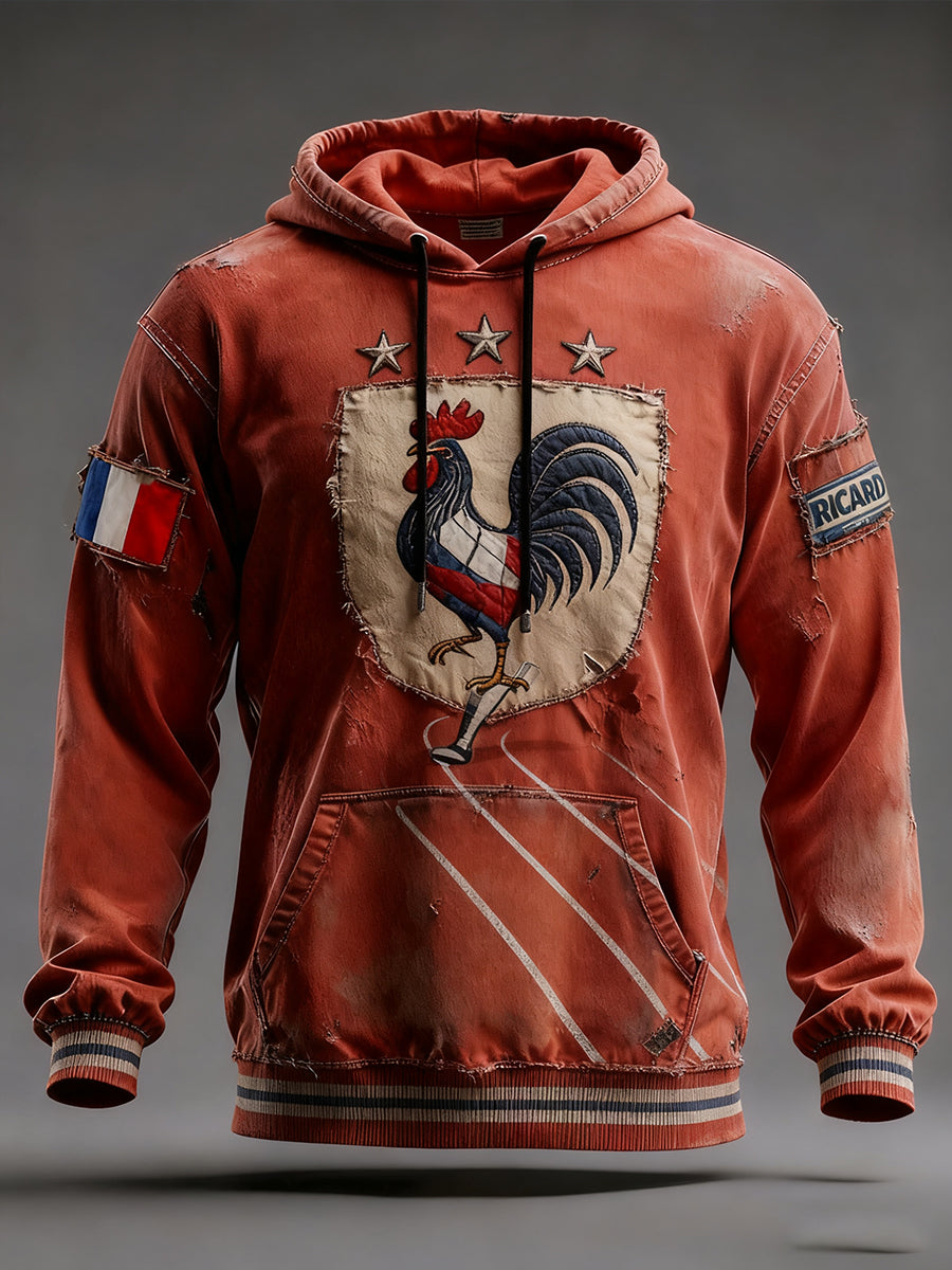 Sweat à capuche décontracté pour homme Drapeau français Ricard