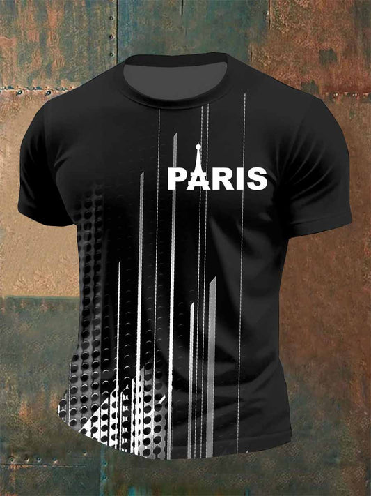 T-Shirt Décontracté Vintage À Motifs Parisiens Français