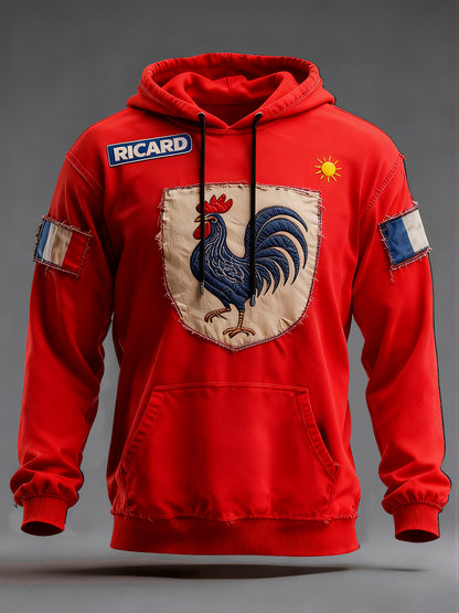 Sweat à capuche décontracté pour homme Drapeau français Ricard