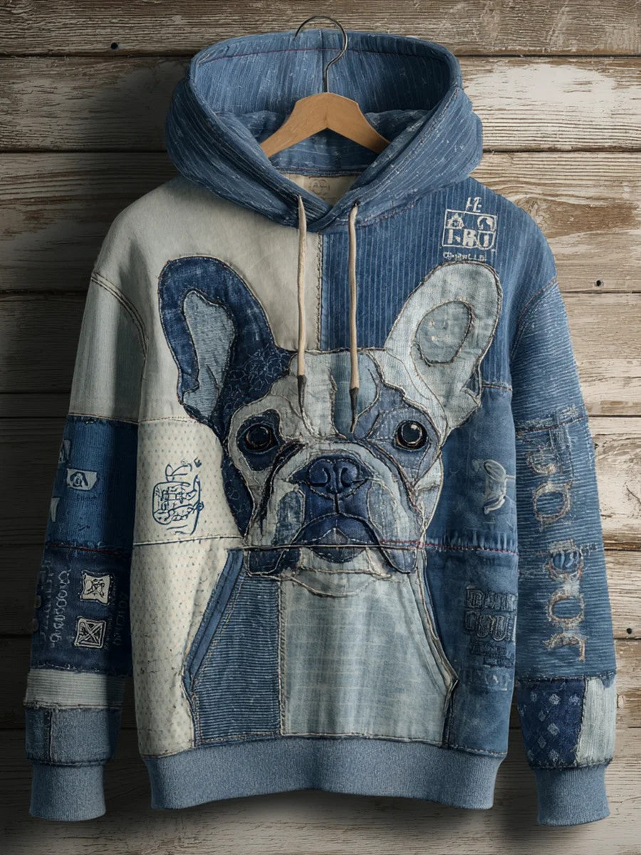 Denim Chien Imprimer Art Casual Hoodie