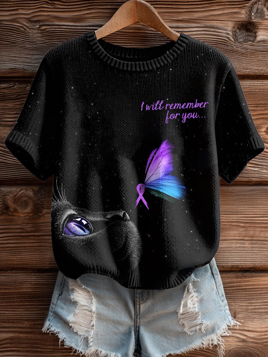 Chandail à imprimé chat Alzheimer's Awareness Femme