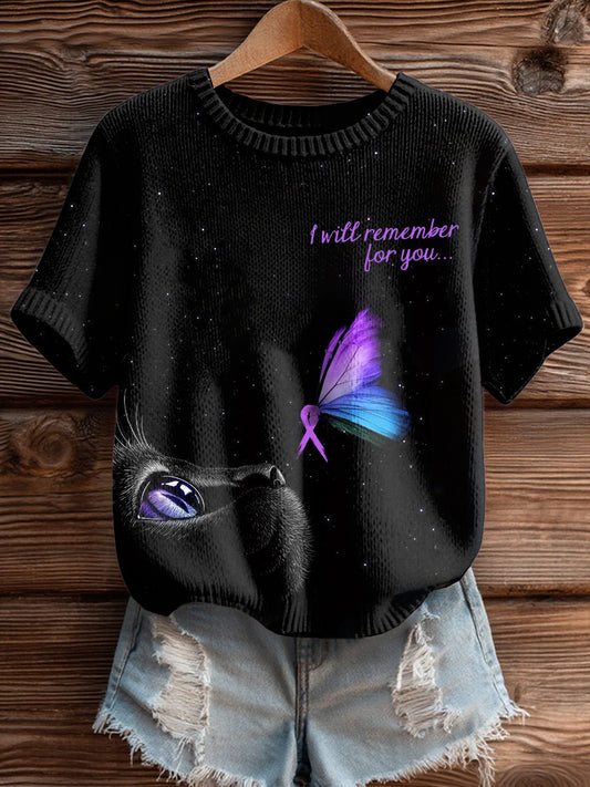 Chandail à imprimé chat Alzheimer's Awareness Femme