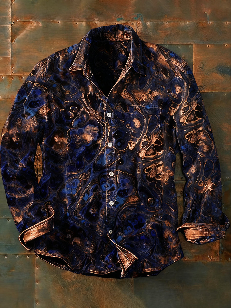 Rétro Art Abstrait Print Casual Chemise à manches longues pour hommes