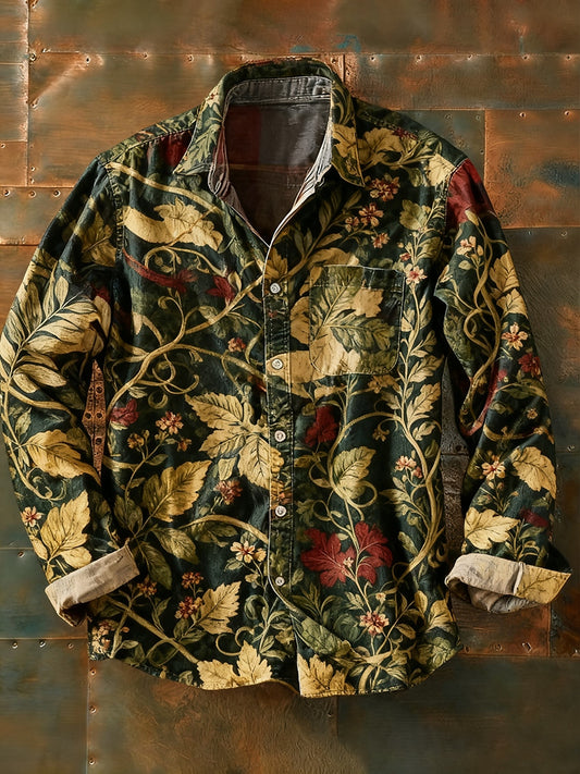 Rétro Art Abstrait Print Casual Chemise à manches longues pour hommes