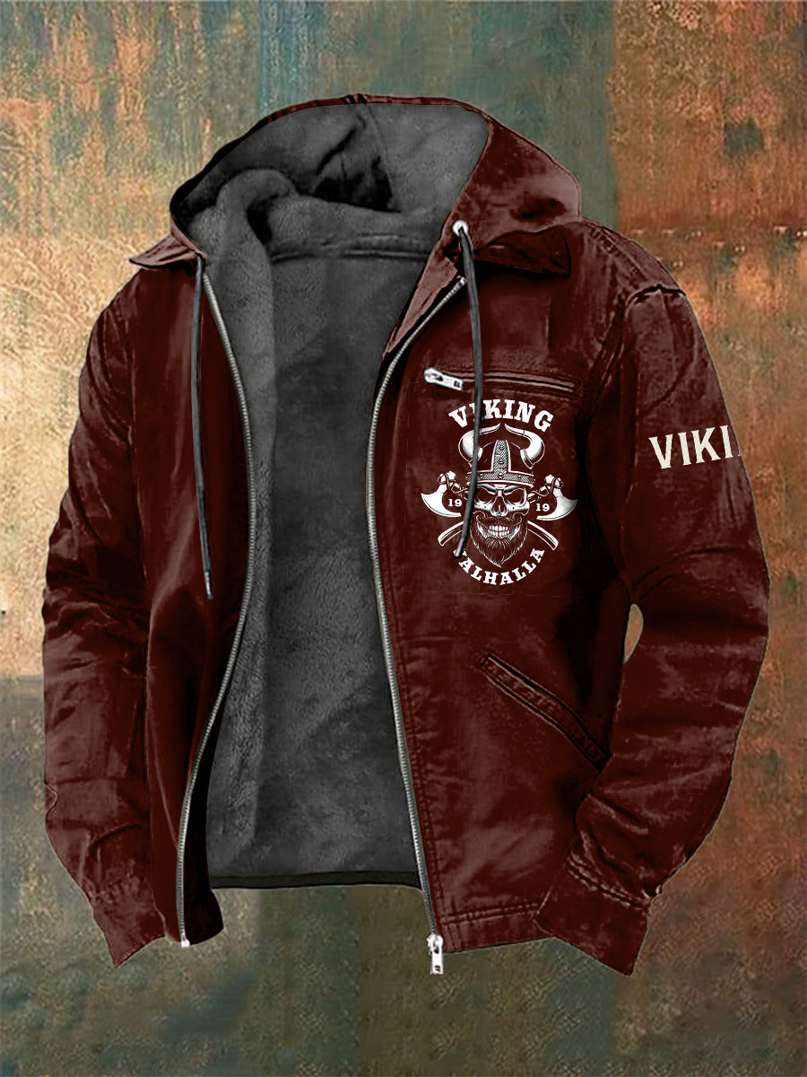Veste à capuche à manches longues imprimée Viking Warrior Skull pour homme