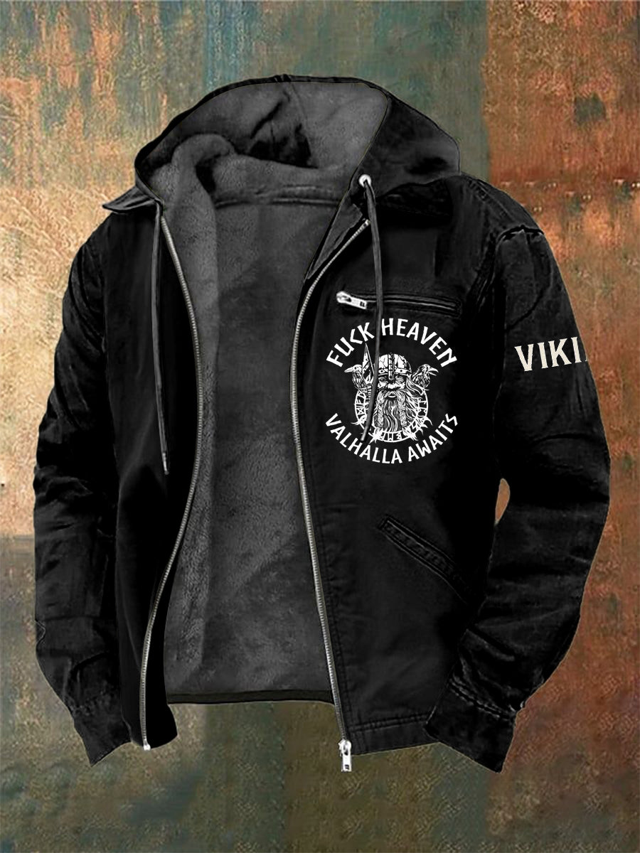 Veste à capuche à manches longues imprimée Viking Warrior pour homme