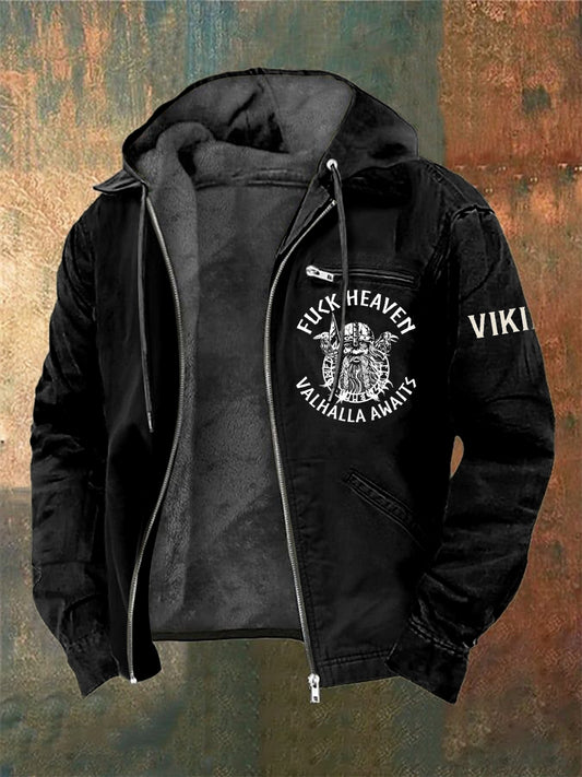 Veste à capuche à manches longues imprimée Viking Warrior pour homme