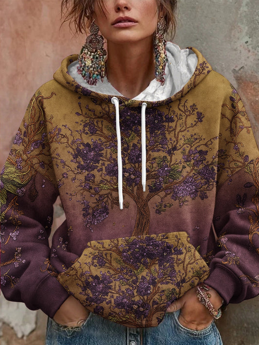 Femme Viking Tree of Life Gradient Plant Floral Sweat-shirt à capuche