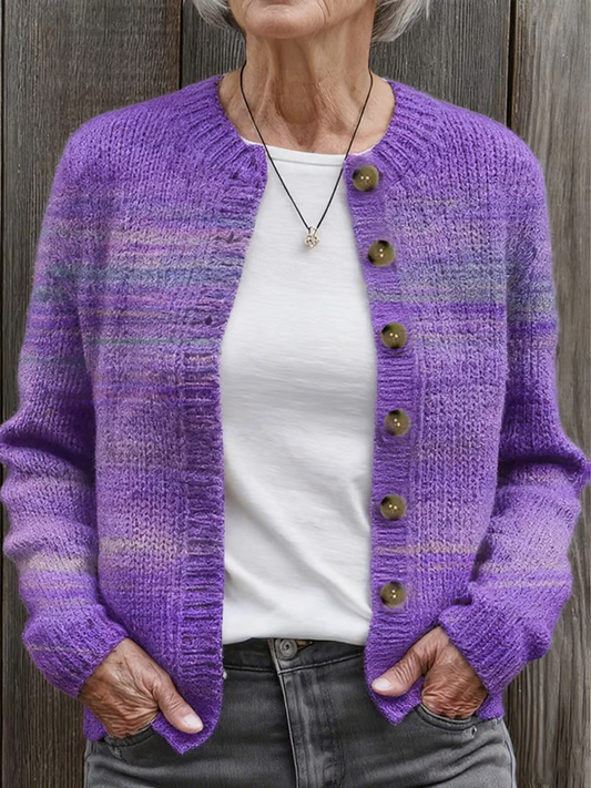 Cardigan de chandail de gradient pourpre chaud de l'hiver des femmes