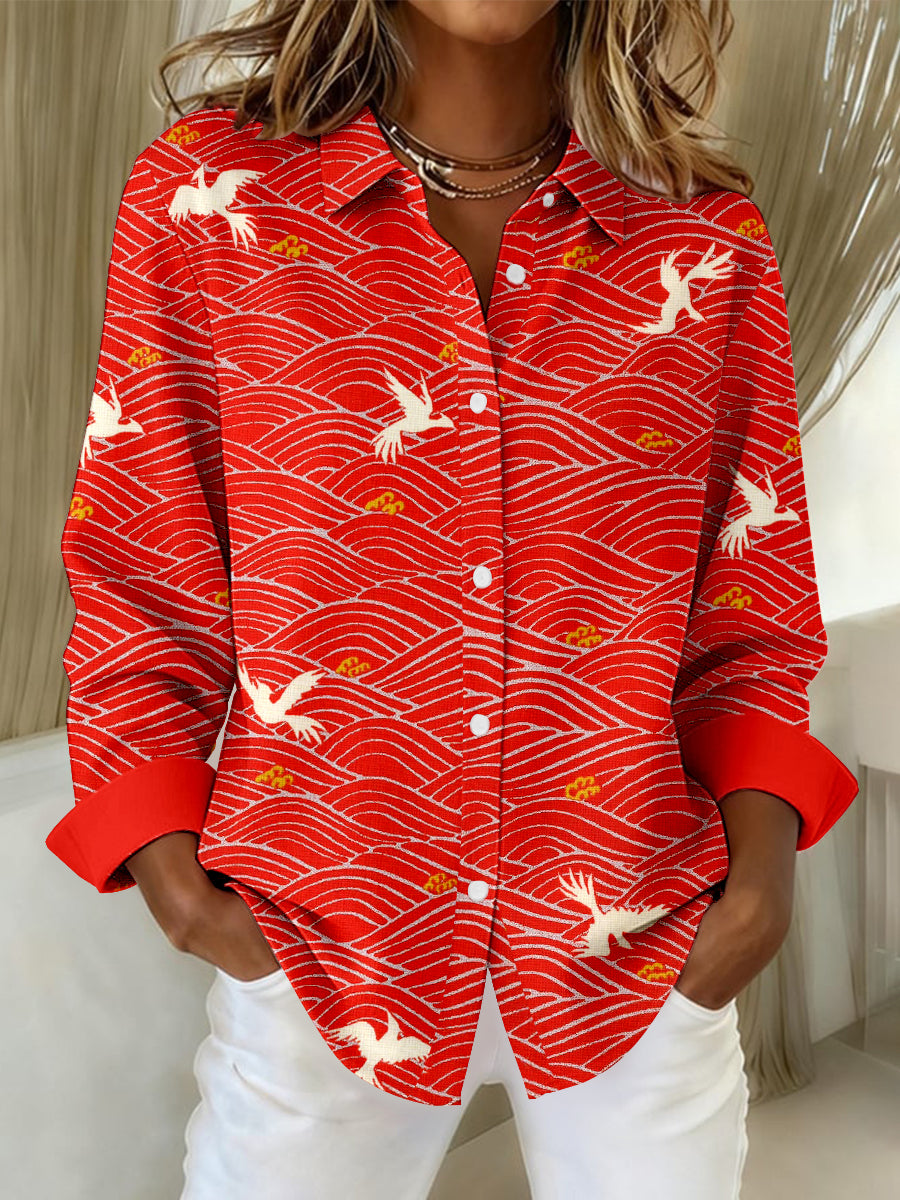 Chemise Femme Japanese Art Wave Pattern