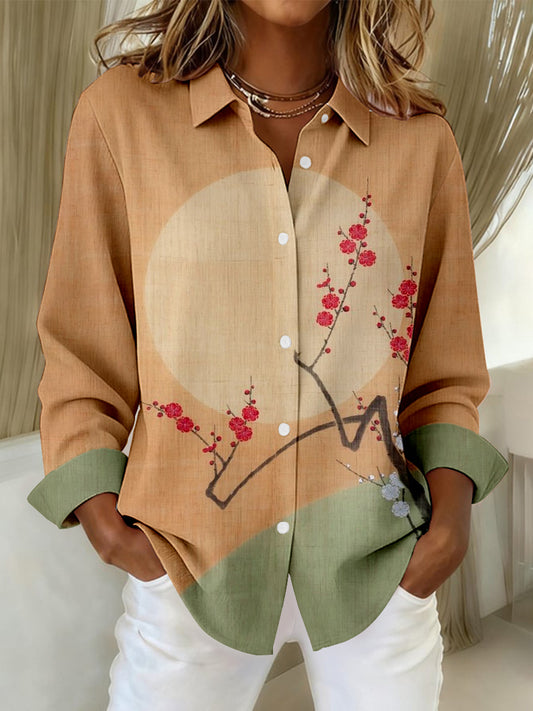 Chemise Vintage à Imprimé Art Japonais pour Femme