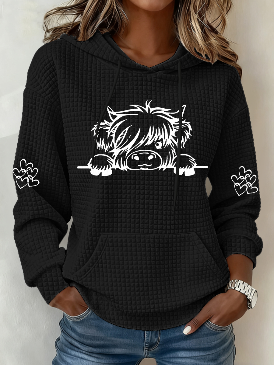 Haut décontracté Highland Cow Print Femme