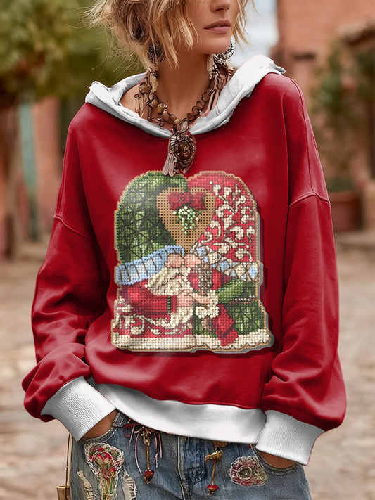 Sweat à capuche décontracté de Noël rouge pour femme