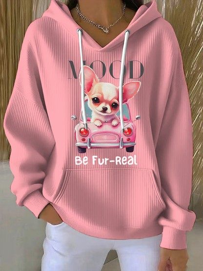 Sweat à capuche imprimé Chihuahua pour femme
