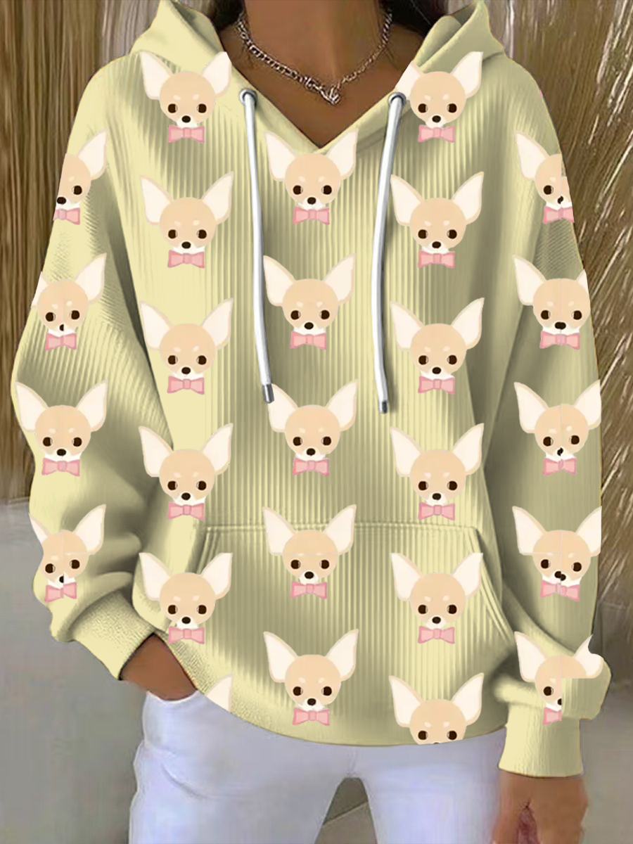 Sweat à capuche imprimé Chihuahua pour femme