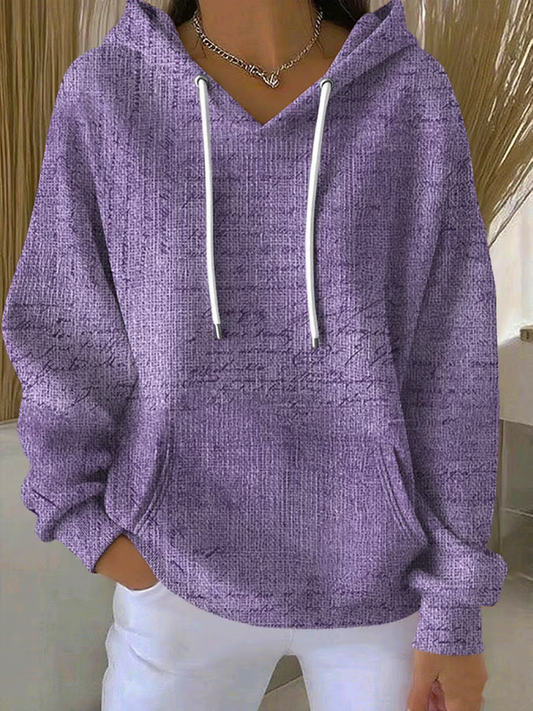 Sweat à capuche décontracté imprimé violet pour femmes