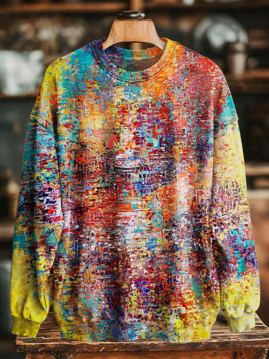 Abstrait Colorful Ink-Splash Peinture à l'huile Imprimer Casual Crewneck Sweatshirt