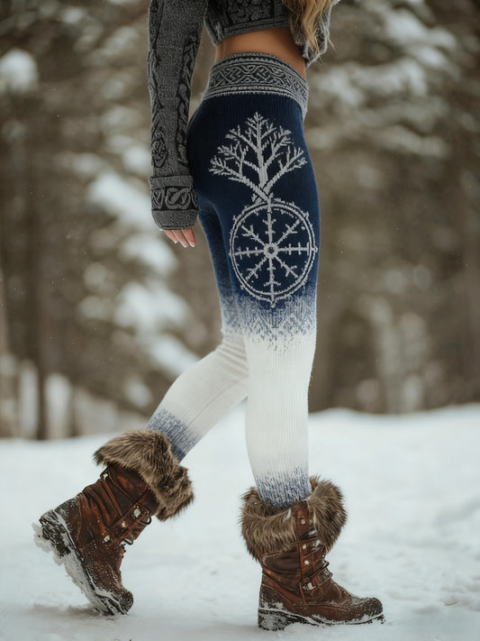 Femmes Vintage Vegvisir noeud celtique arbre de vie Gradient sport Stretch Leggings