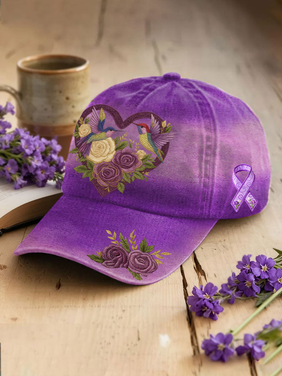 Unisexe Alzheimer's Awareness Art Violet Floral Imprimé Chapeau