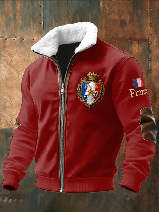 Veste Décontractée Drapeau Français Rouge Pour Homme
