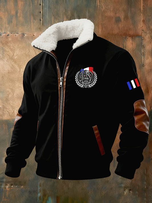 Sweat à capuche à demi-zip décontracté imprimé rétro pour hommes