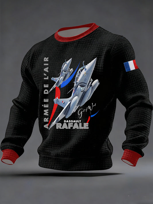 Chandail à col rond Avion De Chasse Français Dassault Homme