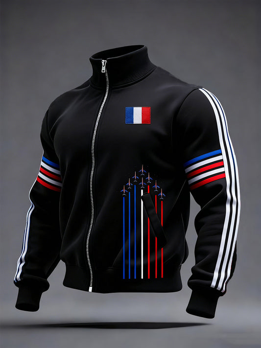 Chandail à capuchon zippé Avion De Chasse Français Homme