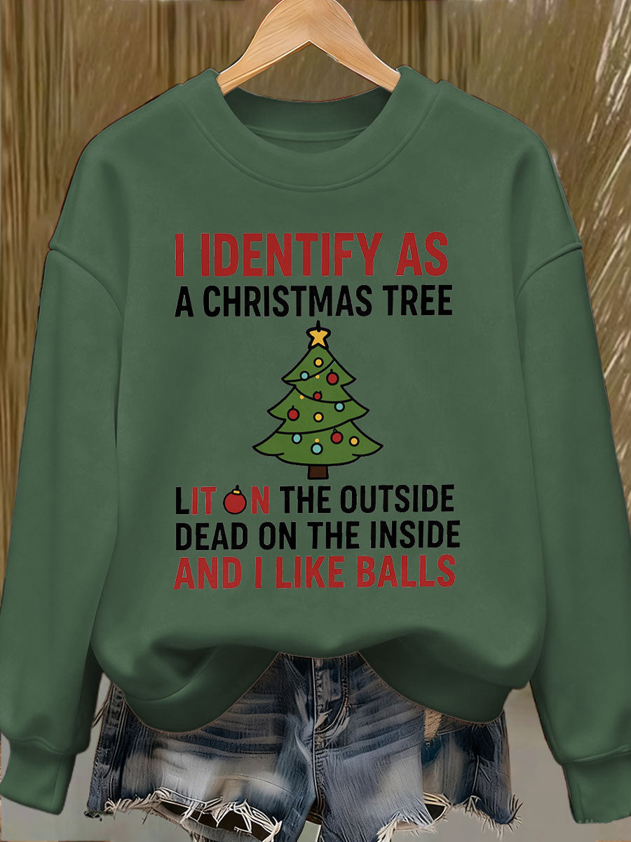 Les femmes drôles identifient comme un arbre de Noël Sweatshirt imprimé