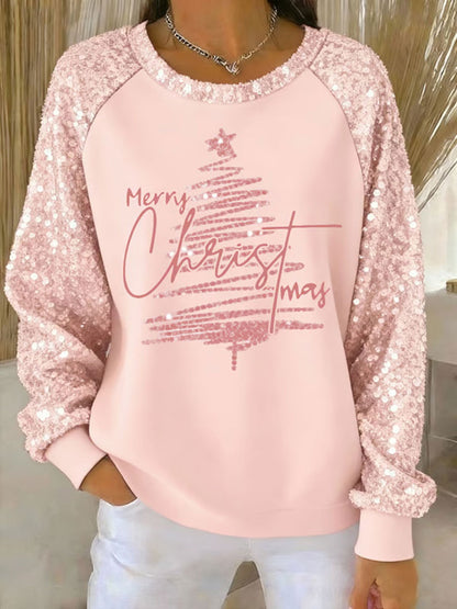 Sweat-shirt décontracté imprimé de Noël pour femmes