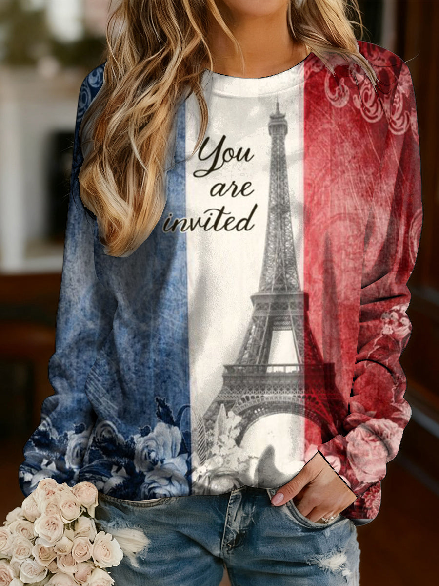 Chemise décontractée à manches longues pour femmes French Flag