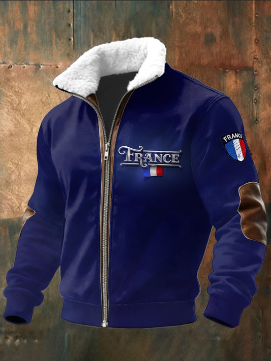 Veste Décontractée Homme Drapeau Français Bleu Marine