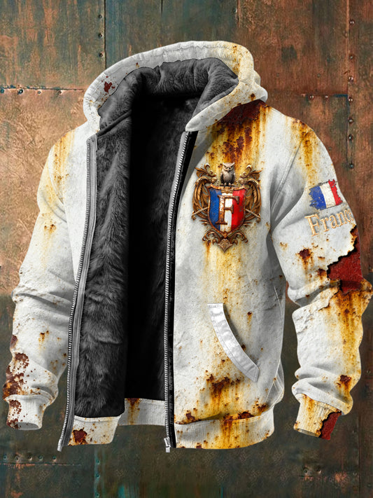 Veste Homme Rustique Française Texturée Décontractée Doublée Polaire