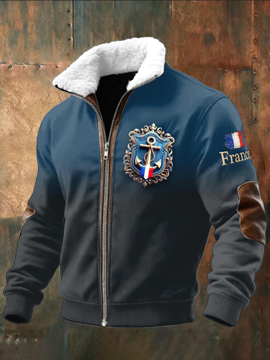 Le sweat-shirt des hommes avec la conception française de gradient de drapeau