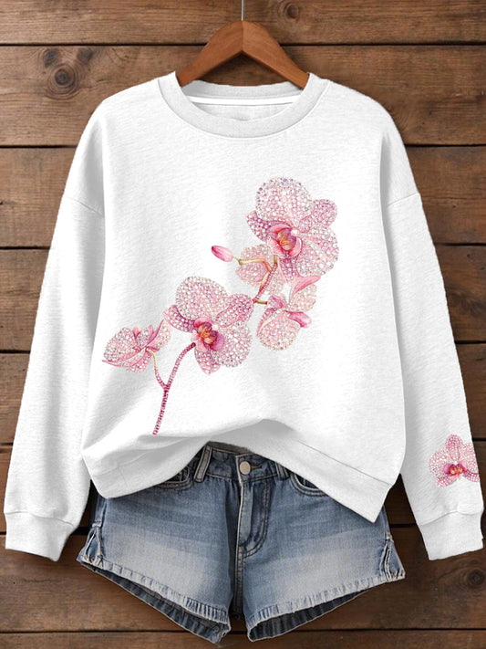 Femmes Plantes Fleurs Imprimer Sweatshirt