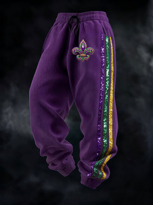 Pantalon décontracté imprimé Mardi Gras pour hommes