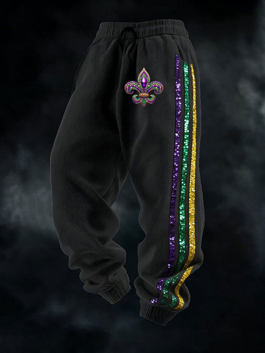 Pantalon décontracté imprimé Mardi Gras pour hommes