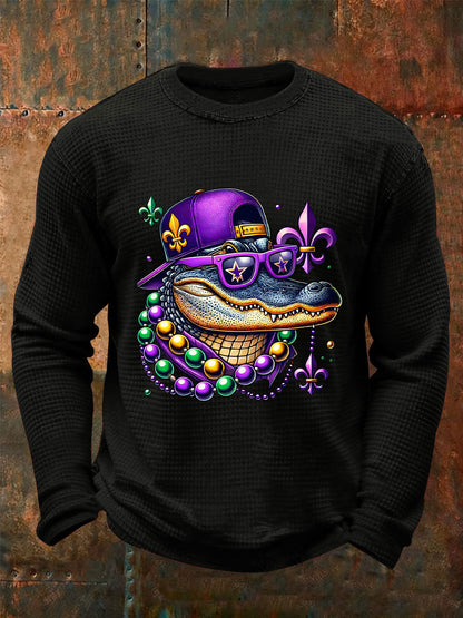 T-shirt décontracté imprimé gaufré Mardi Gras pour hommes
