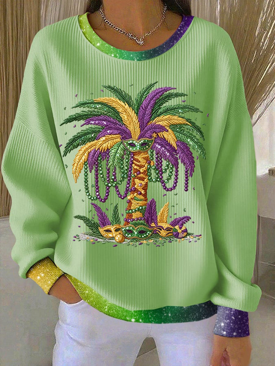 Sweat-shirt décontracté Mardi Gras pour femme