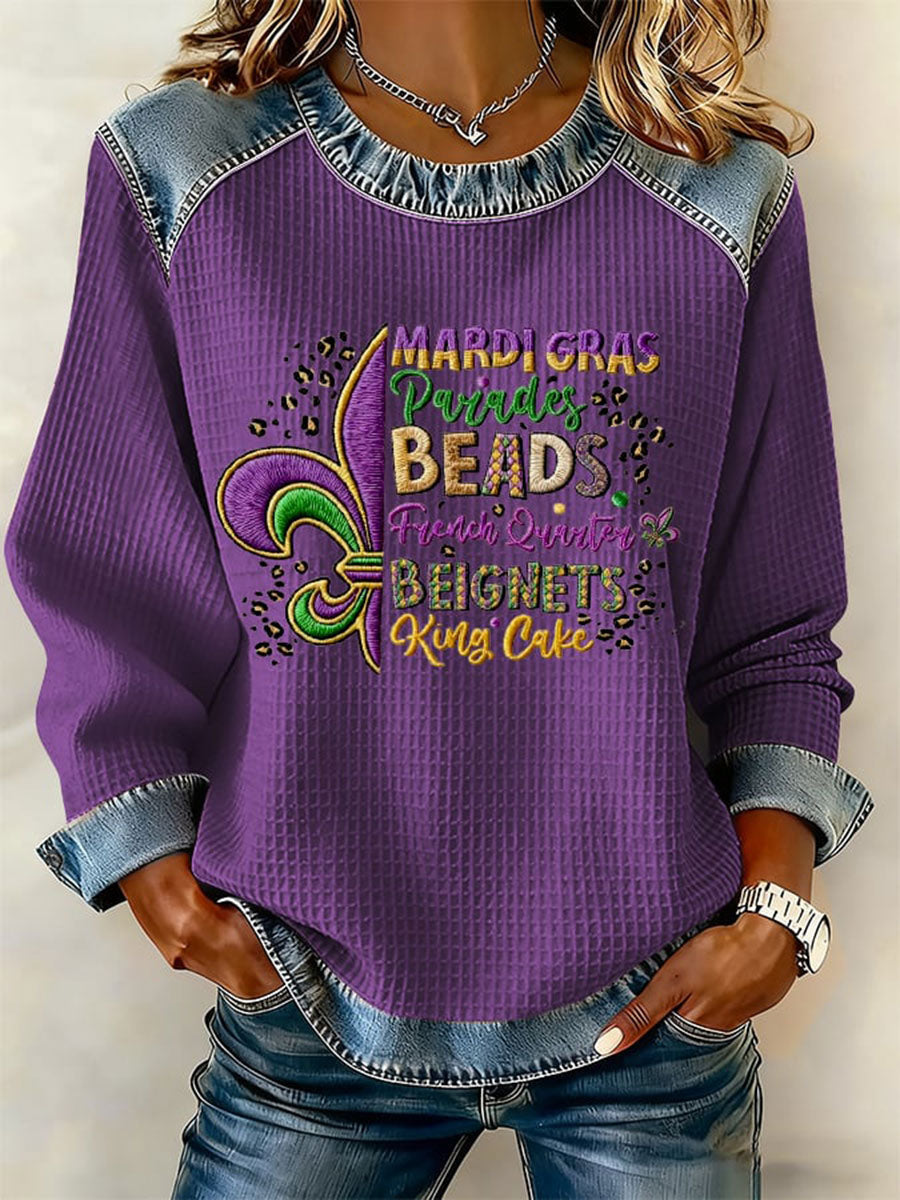 Top décontracté à imprimé Mardi Gras pour femmes