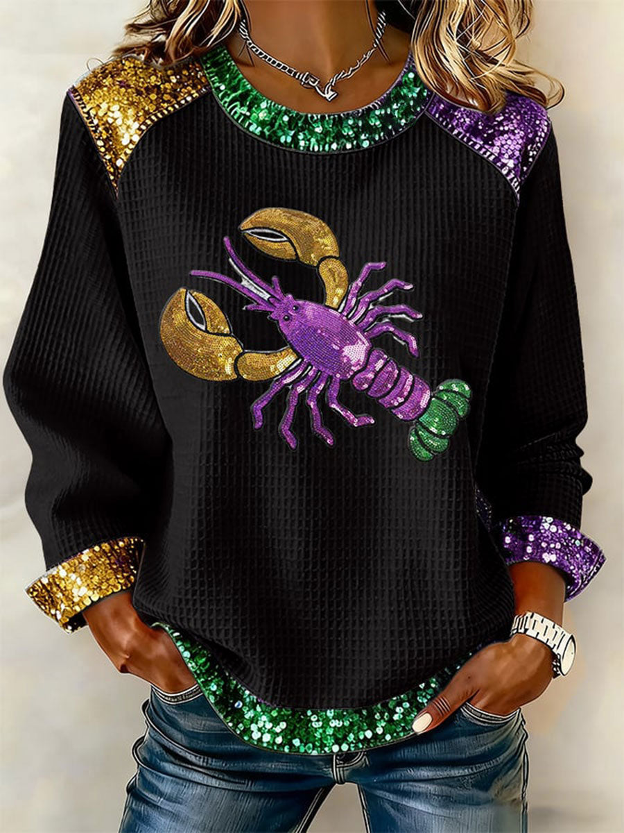 Top décontracté à imprimé Mardi Gras pour femmes