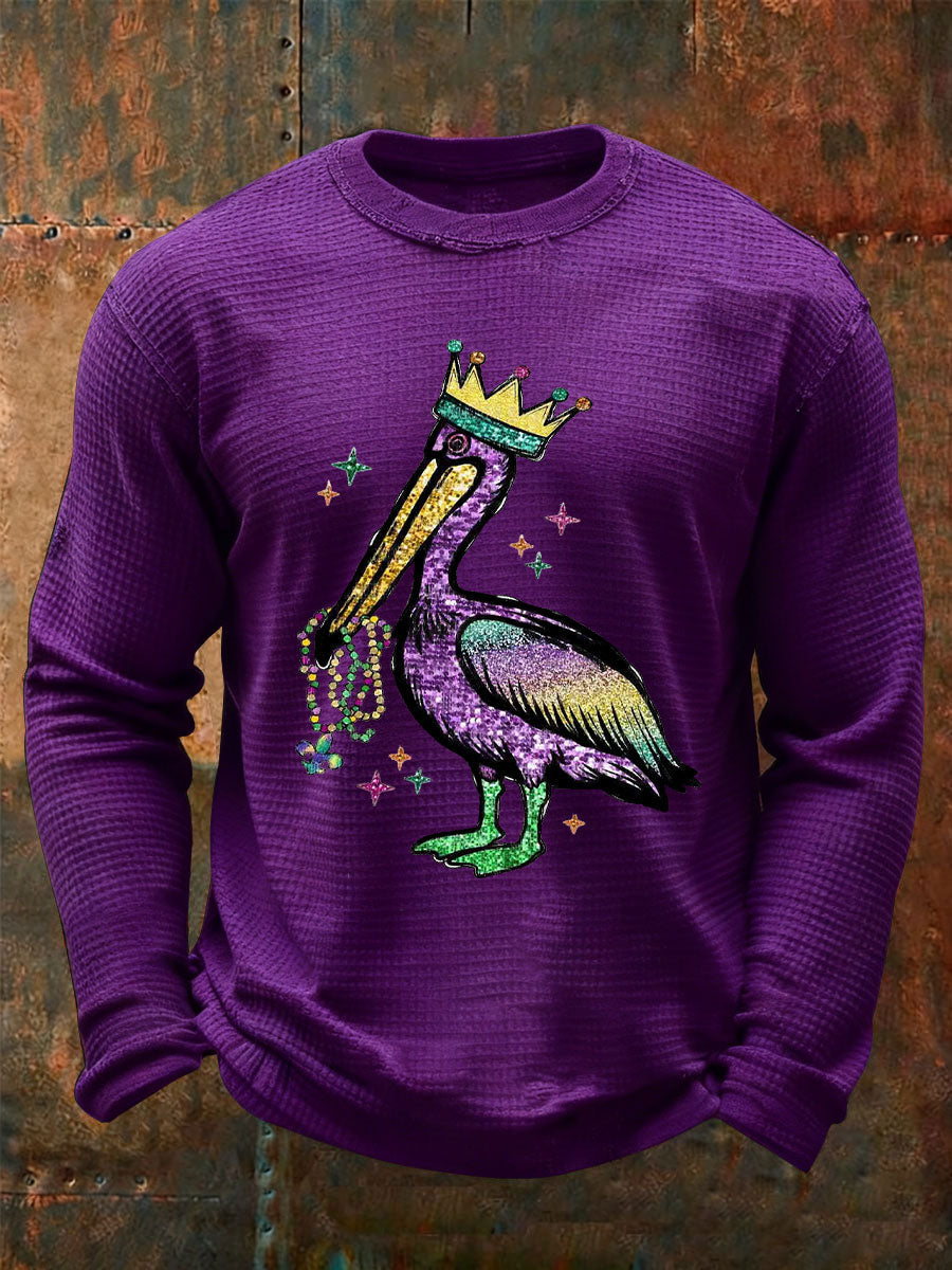 T-shirt décontracté imprimé gaufré Mardi Gras pour hommes