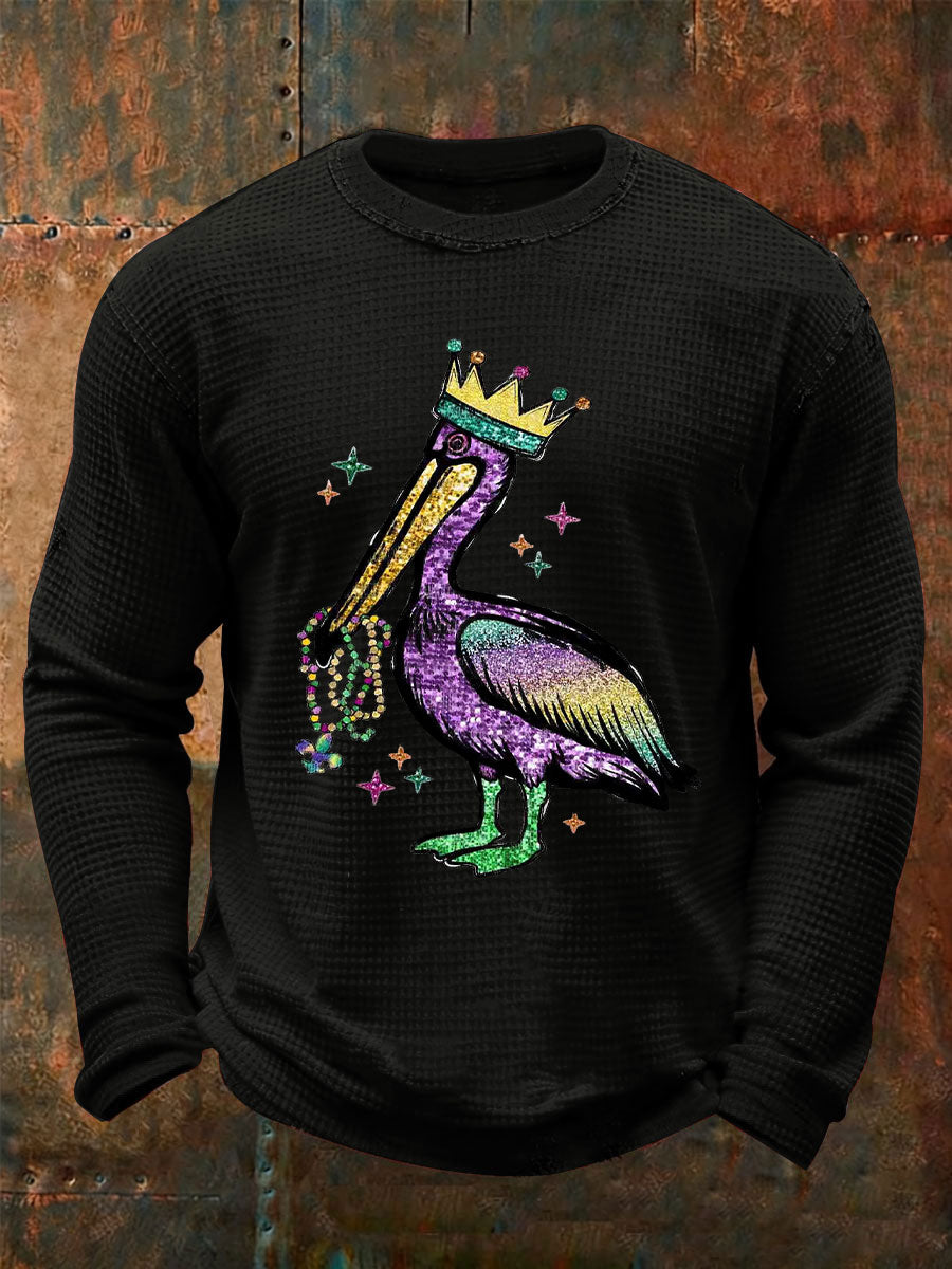 T-shirt décontracté imprimé gaufré Mardi Gras pour hommes