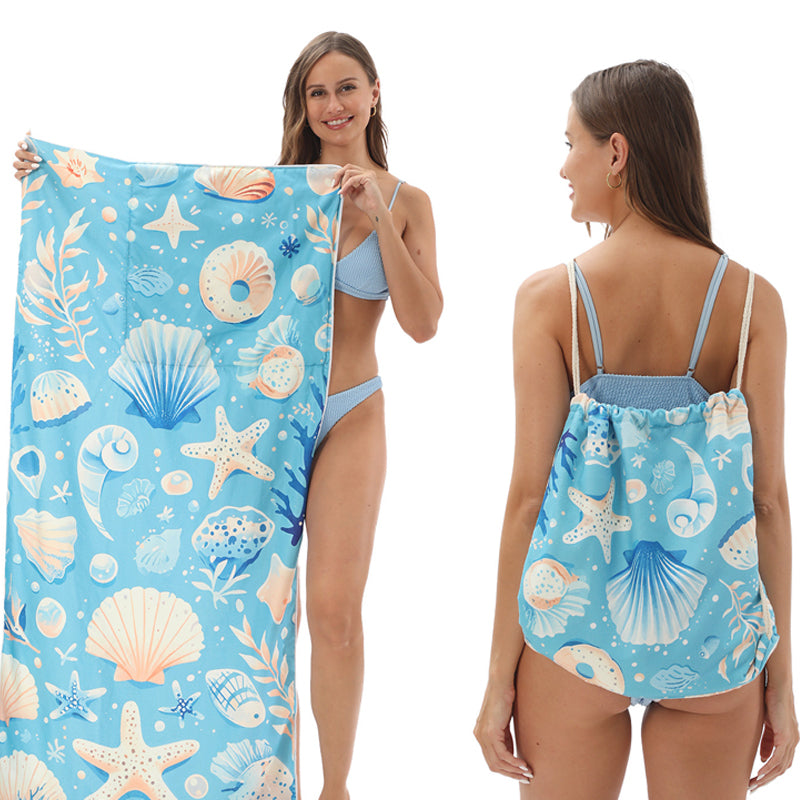🥳2026 HOT SALE 🥳60% OFF💞50K+ SOLD!🏖️2-in-1 Printed Beach Towel Backpack